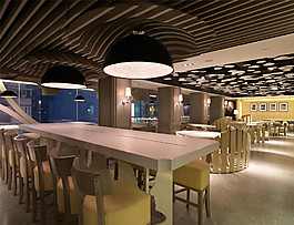 簡約室內(nèi)餐廳吊頂餐桌效果圖