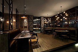 復(fù)古室內(nèi)餐廳餐桌效果圖