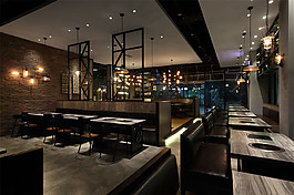 復(fù)古室內(nèi)餐廳餐桌吊燈效果圖