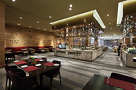 創(chuàng)意室內(nèi)餐廳餐桌背景墻效果圖