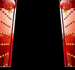 紅色大門png元素素材