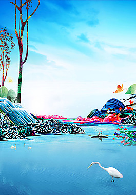 小清新唯美湖泊背景