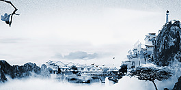 中國風水墨山水背景