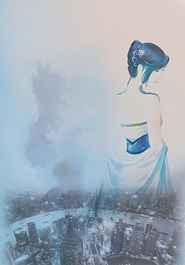 中國風(fēng)線條美女背景