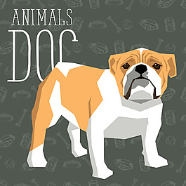 可愛的斗牛犬插畫