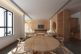 簡約室內(nèi)餐廳餐桌效果圖