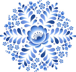 蓝色艺术花朵图案