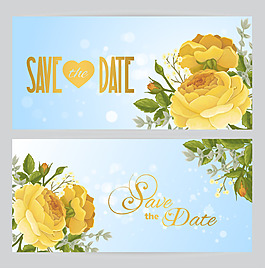 唯美植物黃色玫瑰花插畫