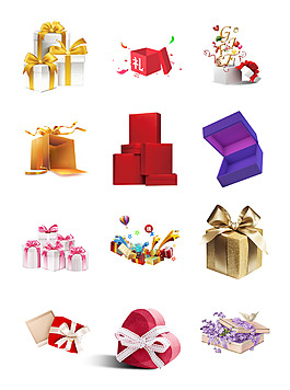 新年禮物盒合集元素