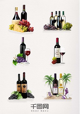 葡萄與紅酒元素圖案