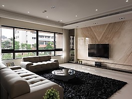 簡約客廳電視背景裝修效果圖