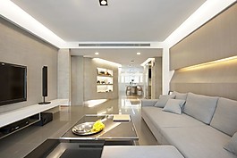 簡約客廳白色吊頂裝修效果圖
