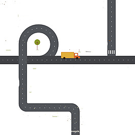 卡通黑色道路png元素素材