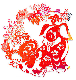 紅色剪紙png元素素材
