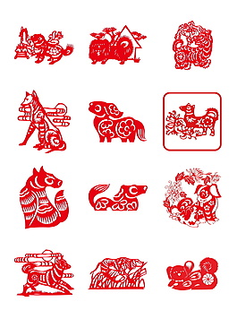 2018新春狗年剪紙生肖狗喜慶
