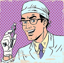 趣味卡通手繪牙醫人物