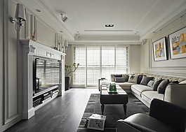 簡約客廳白色吊頂裝修效果圖