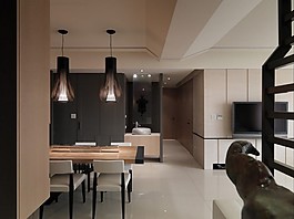 簡約客廳木質餐桌裝修效果圖