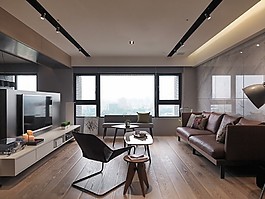 簡約客廳灰色電視背景裝修效果圖