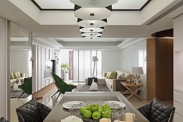 簡約客廳白色吊頂裝修效果圖