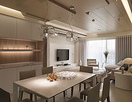 简约客厅餐桌装修效果图