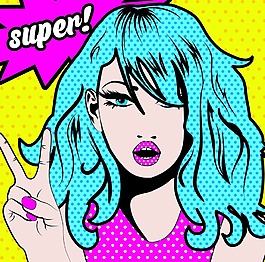 趣味手勢的女人插畫