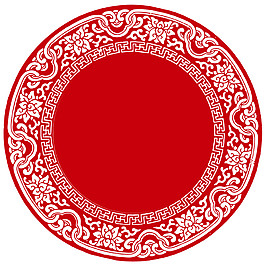 簡約紅色圓形剪紙圖案