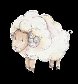 可愛綿羊透明裝飾圖案