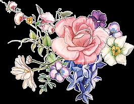 春意盎然花卉透明裝飾圖案