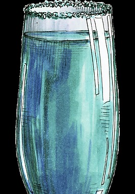 手繪藍(lán)色雞尾酒透明裝飾圖案