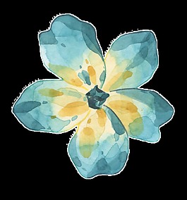 蓝黄色鲜花透明装饰图案