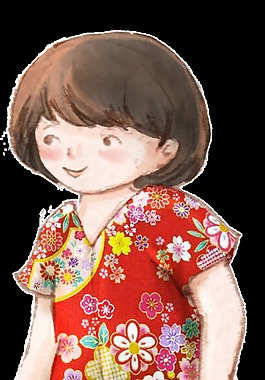 手繪小可愛女孩裝飾圖案