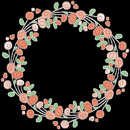 簡筆畫玫瑰花環(huán)裝飾圖案