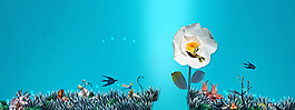 清新粉色花朵banner背景素材
