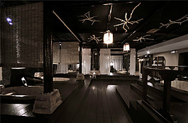 深色調(diào)溫泉浴裝修效果圖