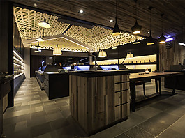 深色調(diào)餐廳吊頂裝修效果圖