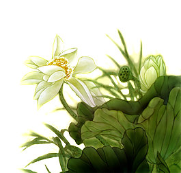 小清新綠葉花朵元素