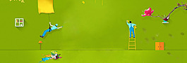 手繪人物刷漆banner背景素材