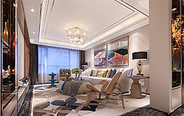 客廳美式白色吊頂裝修效果圖