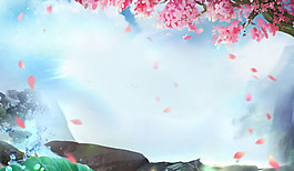 唯美清新粉色花朵banner背景素材