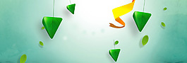 清新綠色樹葉banner背景素材