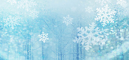 清新白色雪花banner背景素材