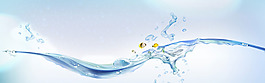简约蓝色水珠banner背景素材
