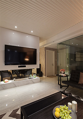簡約客廳灰色吊頂裝修效果圖