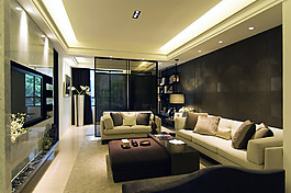 簡約客廳沙發背景裝修效果圖