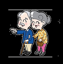 手繪卡通老人人物素材