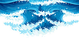 手繪藍(lán)色海浪元素