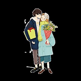 手繪時尚情侶素材