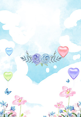 浪漫水彩花朵時尚背景