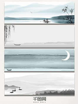 傳統(tǒng)中國水墨風(fēng)景海報(bào)banner背景